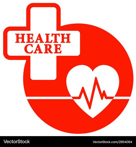 Red Health Care Icon With Heart Royalty Free Vector Image