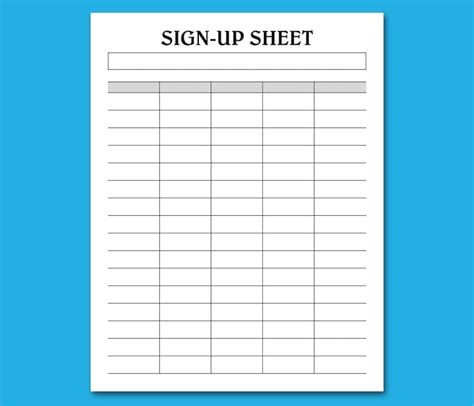 Sign Up Sheet Printable Blank Sign Up Volunteers Potluck Etsy