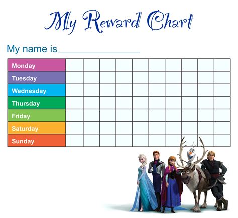 Free Frozen Reward Chart For Kids Reward Chart Kids Reward Chart
