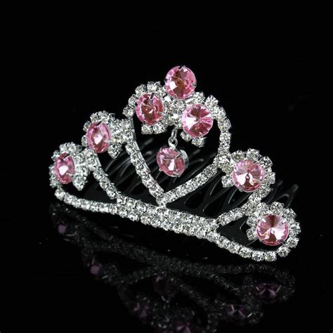 Fashion Little Princess Girls Pink Rhinestone Crystal Tiara Crown Small