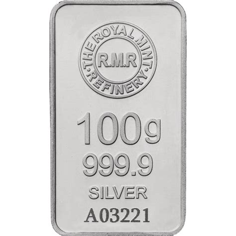 100g Silver Bar Minted The Royal Mint