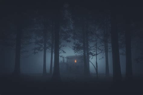 Scary House In Mysterious Horror Forest Stock Photo Download Image