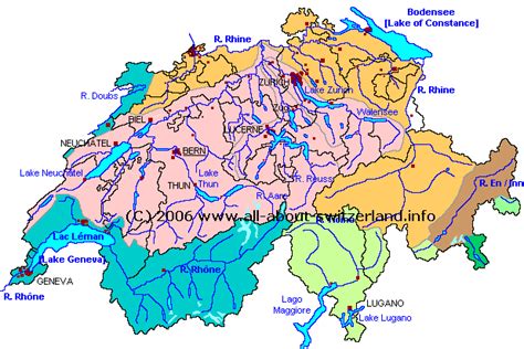 Schweizer Flüsse Rhein Thur Sitter Töss Glatt Birs