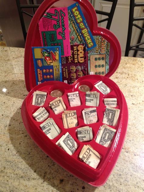 Homemade gift ideas for boyfriend on valentine's day. valentine chocolate heart box with cash and lottery ...