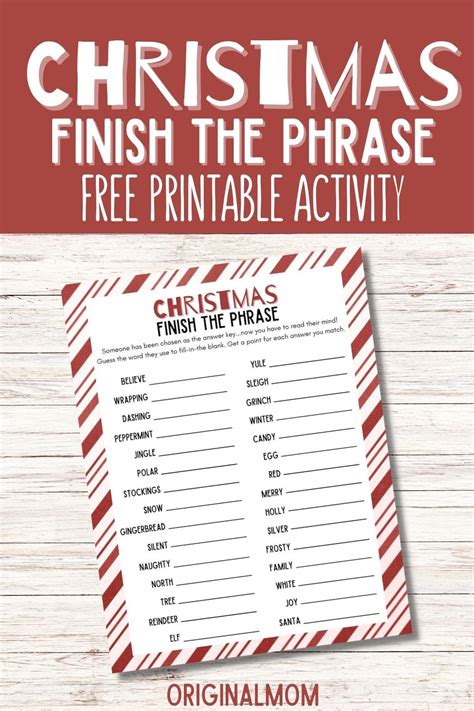 Christmas Finish My Phrase Free Printable Activity Originalmom