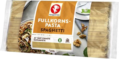 Produktinformation pasta med 30% svenska bönor. Köp Kungsörnen Pasta Spaghetti Fullkorn 1900 g på delitea.se