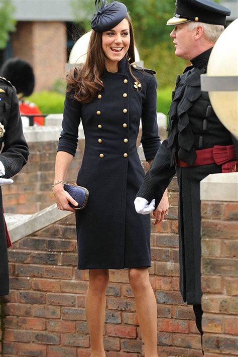 Kate Middleton Navy Blue Woolen Buttoned Coat Dress Kate Middleton