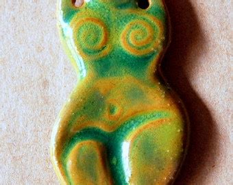 Handmade Stoneware Goddess Bead Venus Of Willendorf In Autumn