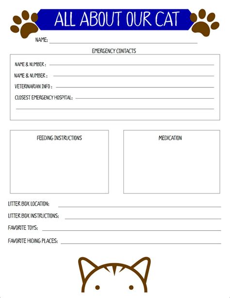 Cat Sitter Instructions Template