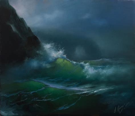 Sea Storm Painting By Alexander Uzgakov