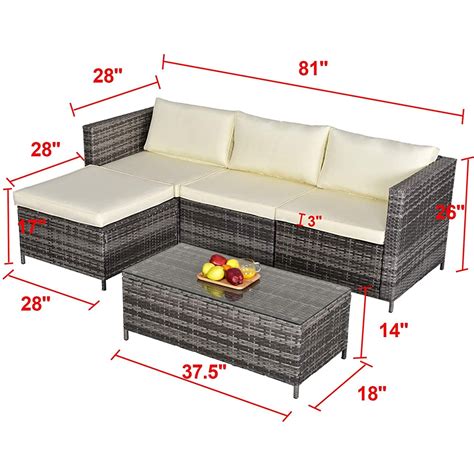 Superjoe 5 Pcs Outdoor Patio Furniture Set All Weather Sectional Patio