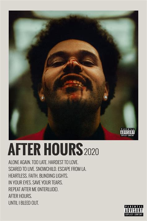 Alternative Minimalist Music Album Polaroid Poster After Hours