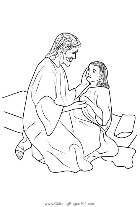 Jesus Healing The Sick Daughter Of Jairus Coloring Page For Kids Free