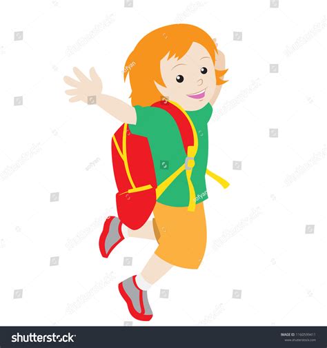 Happy Cartoon Girl Go Back School 스톡 벡터로열티 프리 1160599411 Shutterstock