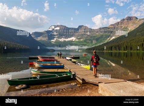 Canada Alberta Waterton Lakes National Park Cameron Lake And Mount