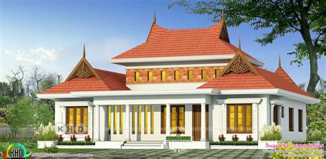 Traditional 4 Bhk Sloping Roof Kerala Home Design