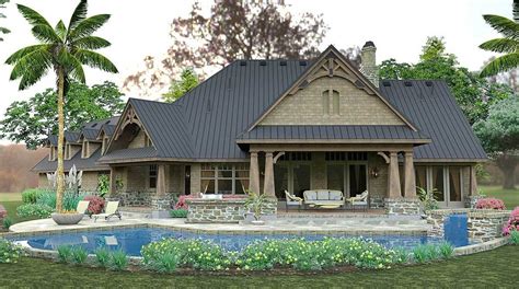 Country french house plans blend pastoral european charm with modern american adaptions to create comfortable homes inspired by houses ranging from small curved lines pair with stonework to give county french houses a warm, rustic feeling with an almost handcrafted appearance. Plan 16886WG: Rustic and Rugged With Bonus Room Above ...