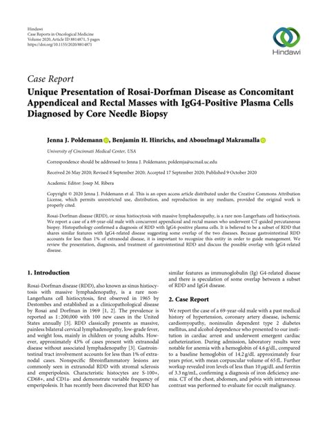 Pdf Case Report Unique Presentation Of Rosai Dorfman Disease As