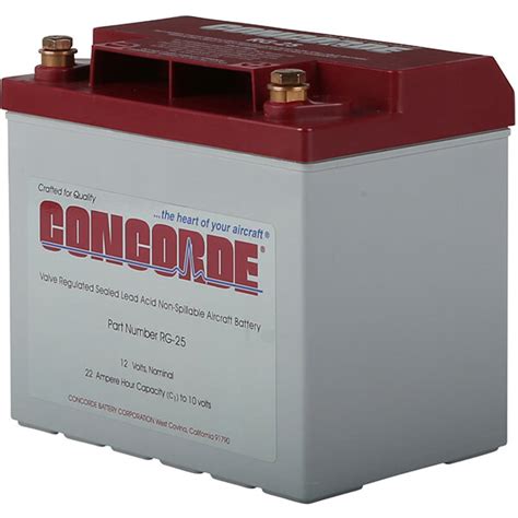 Concorde Rg 25 Sealed Lead Acid Aircraft Battery
