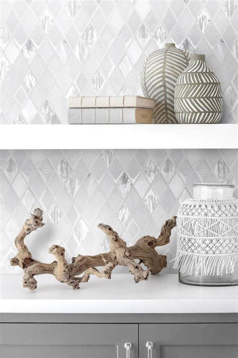 Elegant looking unique kitchen backsplash tile. Elegant White Rhomboid Backsplash Tile | Backsplash.com ...