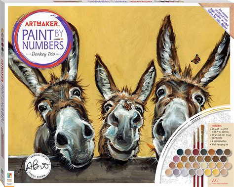 Art Maker Paint By Numbers Canvas Donkeys With Butterflies Books