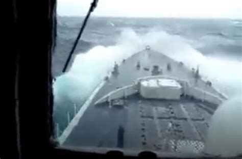 Watch This Massive Rogue Wave Nearly Submerge This Navy Vessel