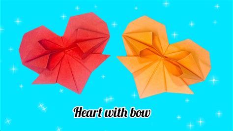 How To Make Origami Heart With Bow Easy Origami Origami Heart