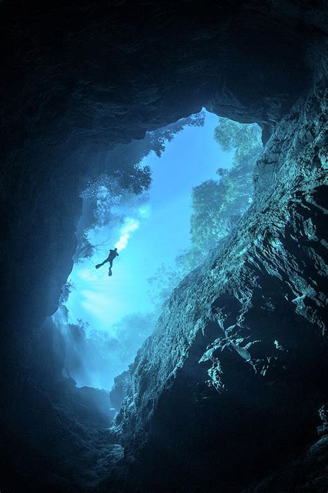 Diver In Underwater Cave Digital Art By Giordano Cipriani