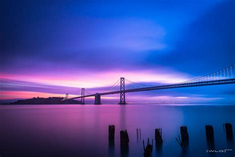 Golden Gate Bridge Under Blue And Purple Sky Hd Wallpaper Wallpaper Flare