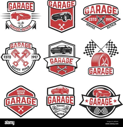 Set Of Vintage Car Service Labels Design Elements For Logo Label
