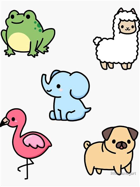 Four Different Colored Animals And A Frog An Elephant A Giraffe And
