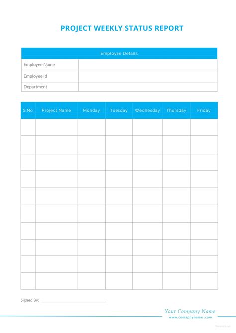 Project Status Report Template Free Report Templates
