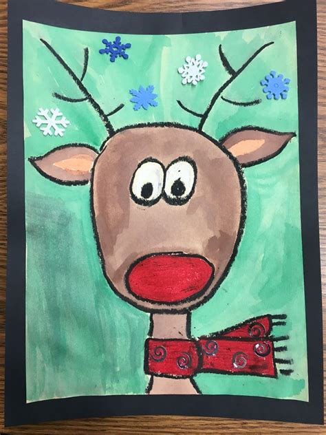 Directed Reindeer Drawing Using Oil Pastels And Water Colors