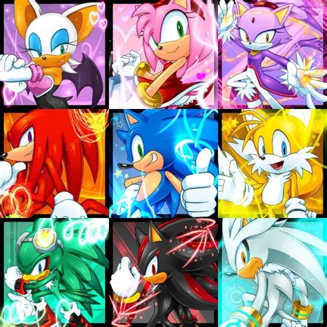 Sonic Tails Knuckles Amy Shadow Rouge Silver Jet Blaze Sonic Shadow