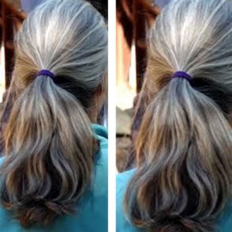 Grey Hair Wet Wavy Wrap Around Ponytail Hairpiece Silver Grey Real Hair