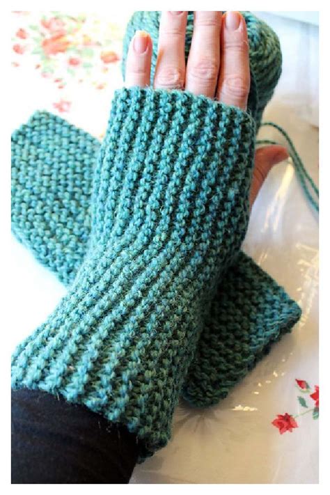 7 Garter Stitch Fingerless Mitts Free Knitting Pattern Knitting