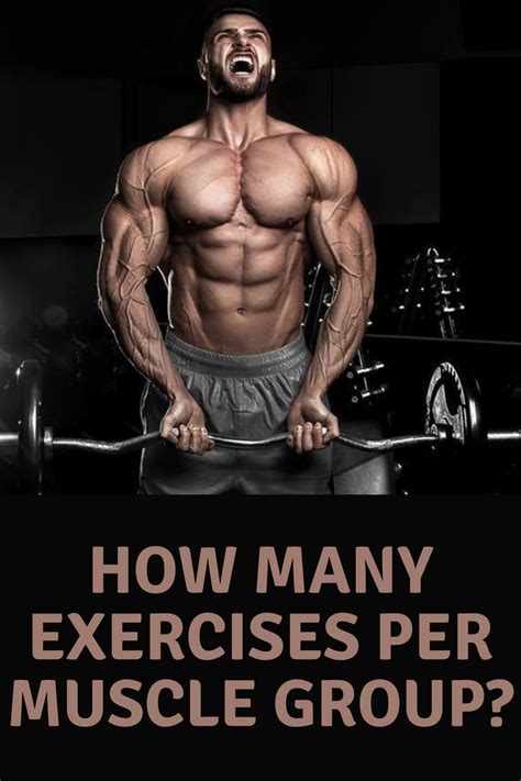 a man with no shirt on holding a barbell in front of his face and the words how many exercises