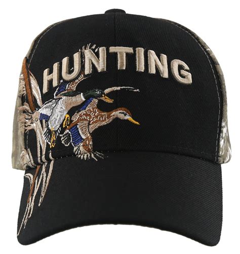 New Duck Outdoor Hunting Hunter Side Hunt Ball Cap Hat Black Mens Hats