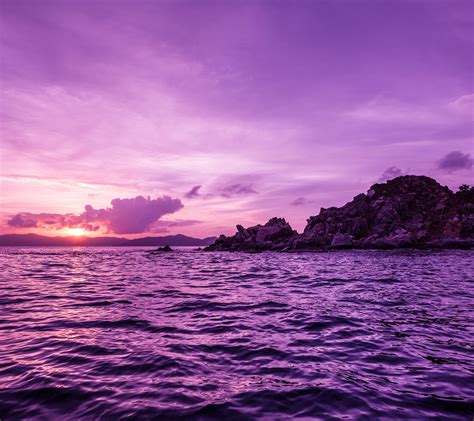 Purple Landscape Sunset Over The Sea