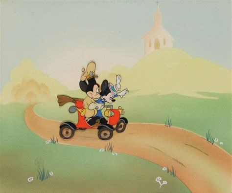 mickey and minnie mouse production cel from the nifty nineties sold