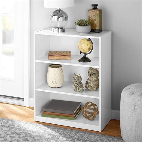Mainstay 3 Shelf Bookcase Wide Bookshelf Storage Wood Furniture