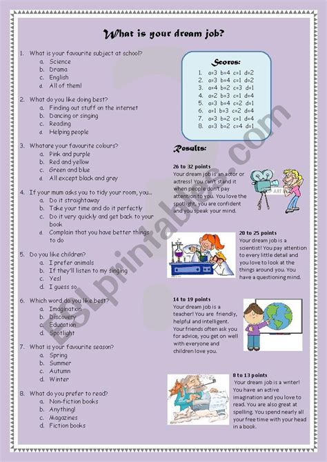 What Is Your Dream Job Esl Worksheet By Iguana65