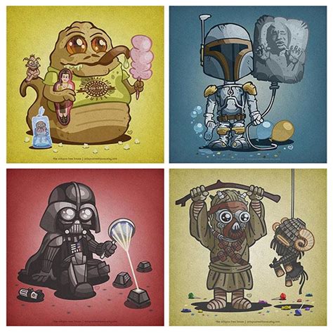 Cute Star Wars Character Illustration Set Gadgetsin