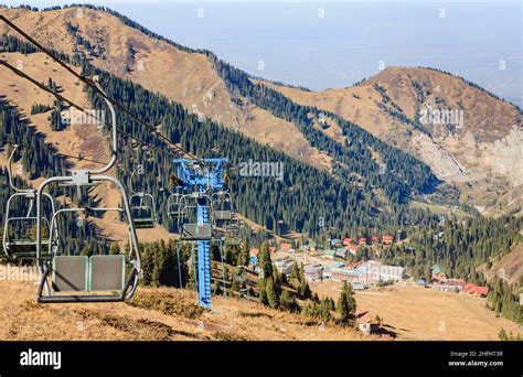 Ski Lift In Mountain Scenery In The Himalayan Zailiyskiy Alatau Ile