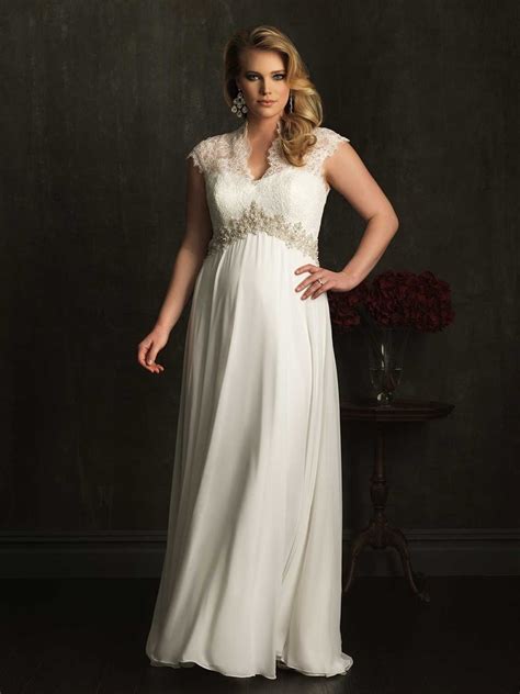2014 Cap Sleeve Beads Lace Chiffon Plus Size Bridal Gown Wedding Dress