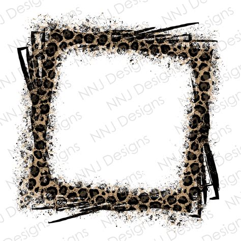 Leopard Print Splatter Frame Png Sublimation Designs Splash Etsy