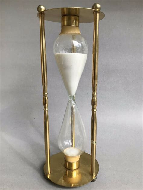 Vintage Hourglass White Sand Timer U Lorenzi Milano Glass Brass Home