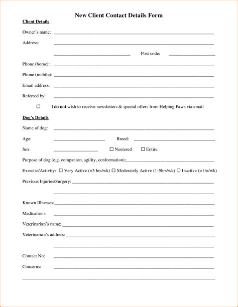 customer information form template