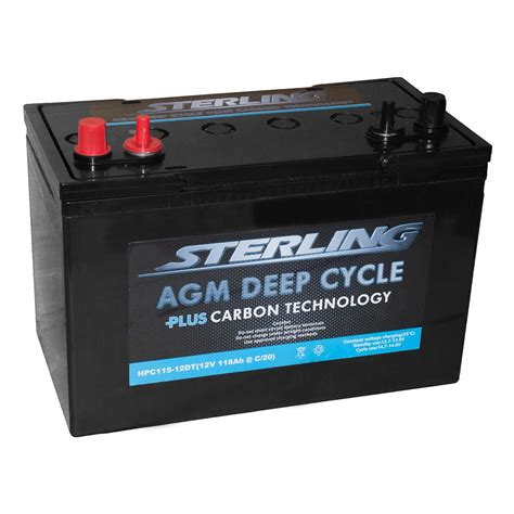Sterling Hpc115 12dt 12v 118ah Deep Cycle Agm Plus Carbon Battery