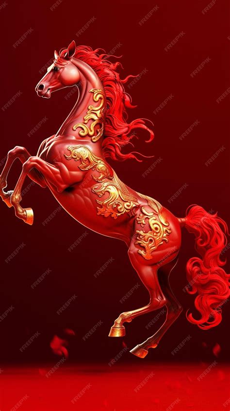 Premium Ai Image There Is A Red Horse With Gold Decorations On Its